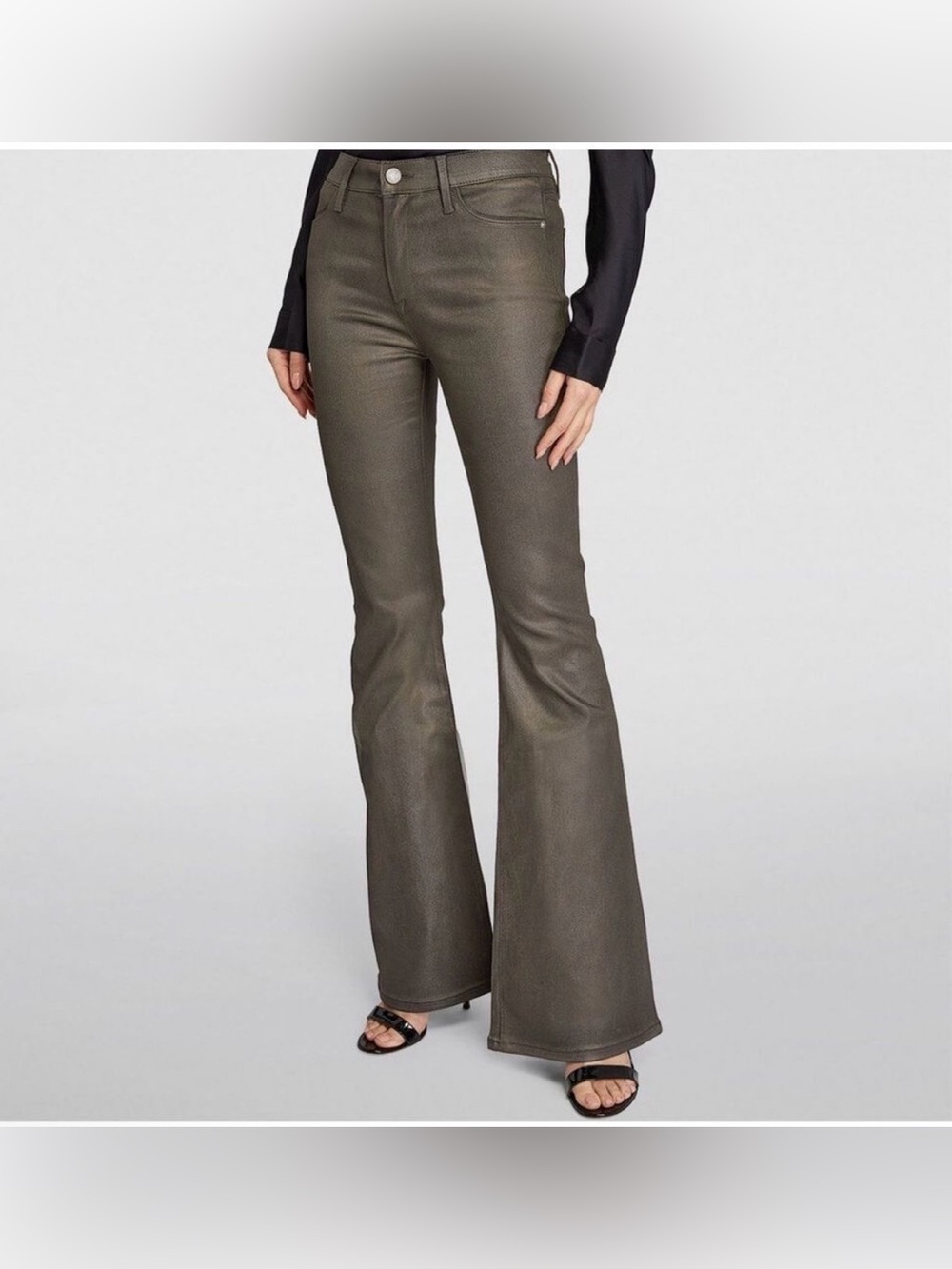 Frame Denim Olive Green Flare Jeans
